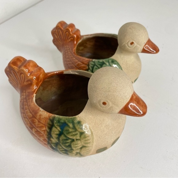 Farmhouse vintage rustic farm primitive cottage clay ceramic ducks birds SET 2 - Picture 5 of 14